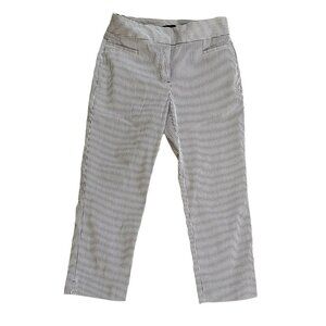 Ann Taylor Womens Navy Blue and White Pinstriped Seersucker Ankle Pants Size 0P